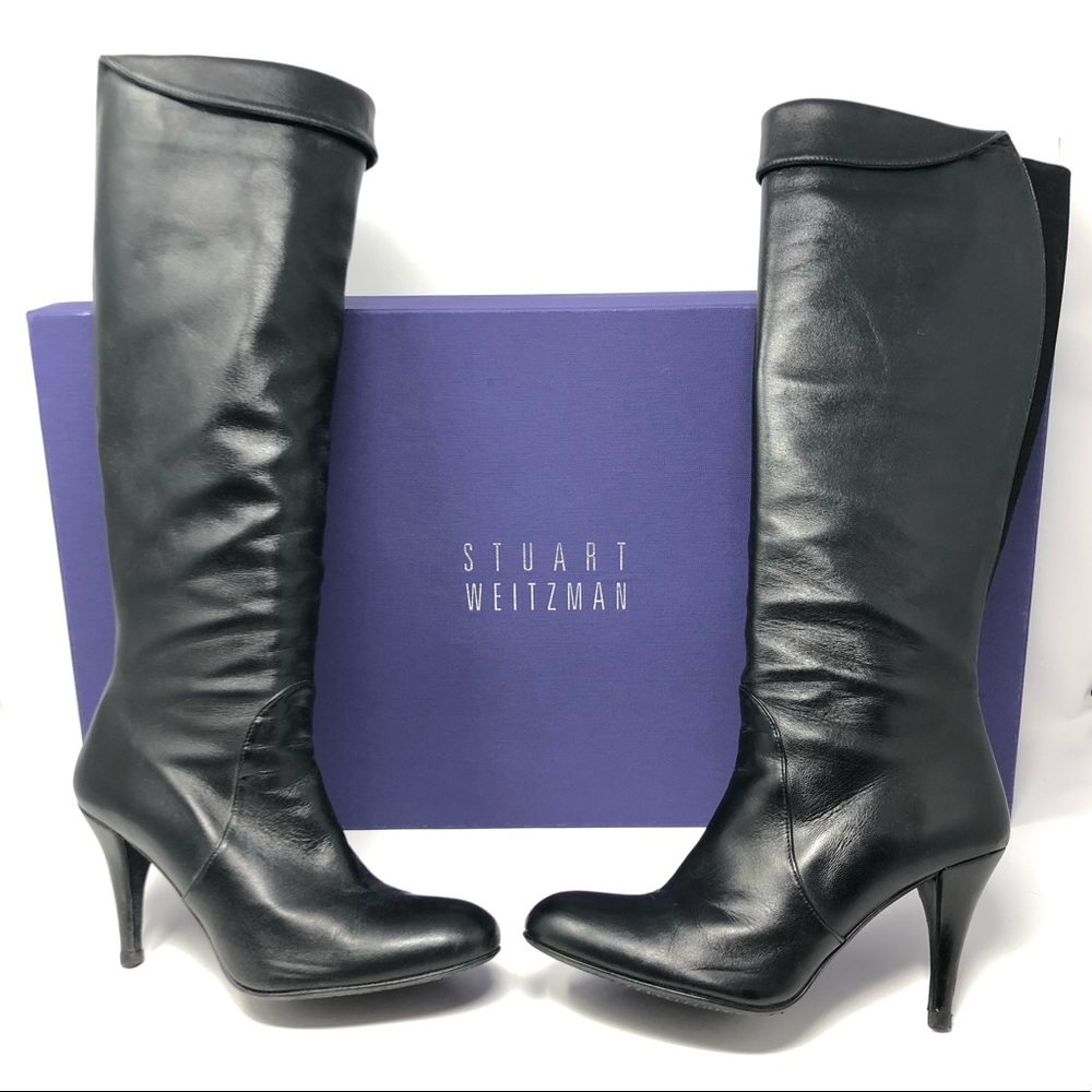 STUART WEITZMAN | NWB BLACK LEATHER HEELED BOOTS